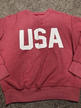 Women's 1897 Fits Like MEDIUM Red 'USA' Crewneck Sweatshirt